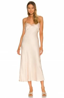 Best deal ⌛ Song Of Style Willma Midi 👗 Dress In Oyster Gold ❤️