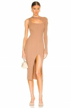 Deals 🥰 Song Of Style Landon Cut Out Midi 👗 Dress In Mocha 👍