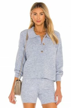 New 😍 Song Of Style Amanda Oversized Knit Polo In Blue 🥰