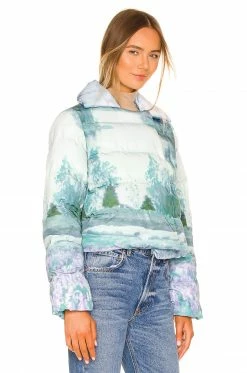 Coupon 🎉 Song Of Style Ezi Puffer Jacket In Blue Landscape 🎁 -Song of Style Sales Shop SOSR WO52 V3