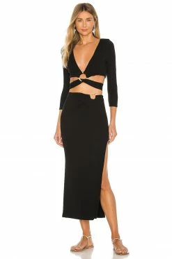 New 💯 Song Of Style Eileen Midi 👗 Skirt In Black 👍 -Song of Style Sales Shop SOSR WQ39 V4