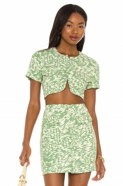Buy ⭐ Song Of Style Gala Top In Green & Ivory 😉