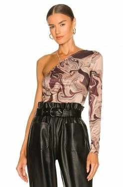 Outlet 🔔 Song Of Style Etney Bodysuit In Brown Marble 🔔